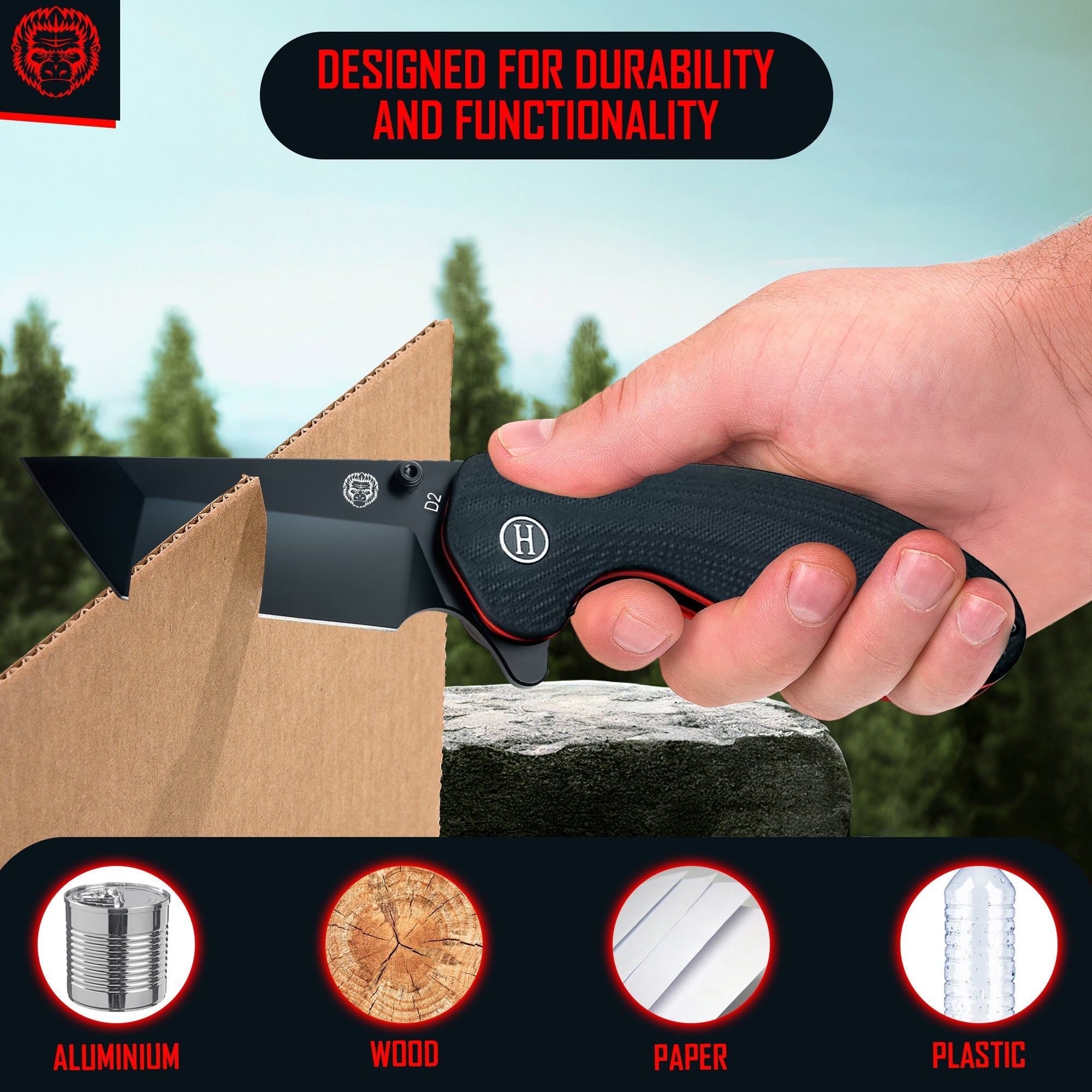 The Pioneer Folding Pocket Knife Giftset for Men and Women (Black and Orange) - Get Tight Gear