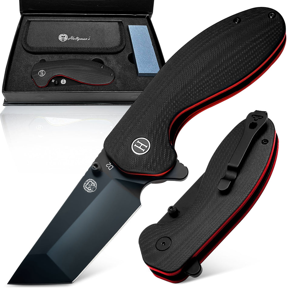 The Pioneer Folding Pocket Knife Giftset for Men and Women (Black and Orange) - Get Tight Gear