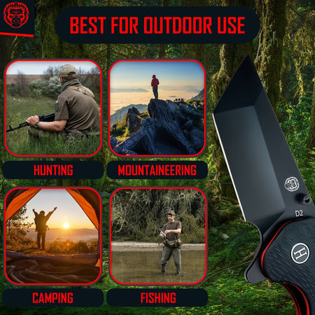 The Pioneer Folding Pocket Knife Giftset for Men and Women (Black and Orange) - Get Tight Gear