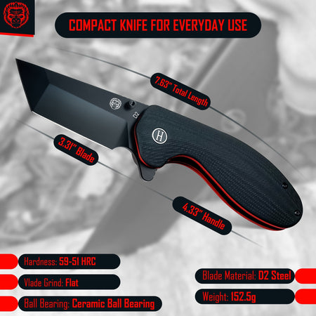 The Pioneer Folding Pocket Knife Giftset for Men and Women (Black and Orange) - Get Tight Gear