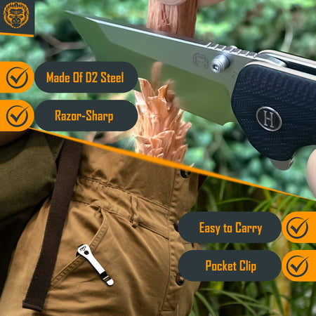 The Pioneer Folding Pocket Knife Giftset for Men and Women (Silver and Black) - Get Tight Gear