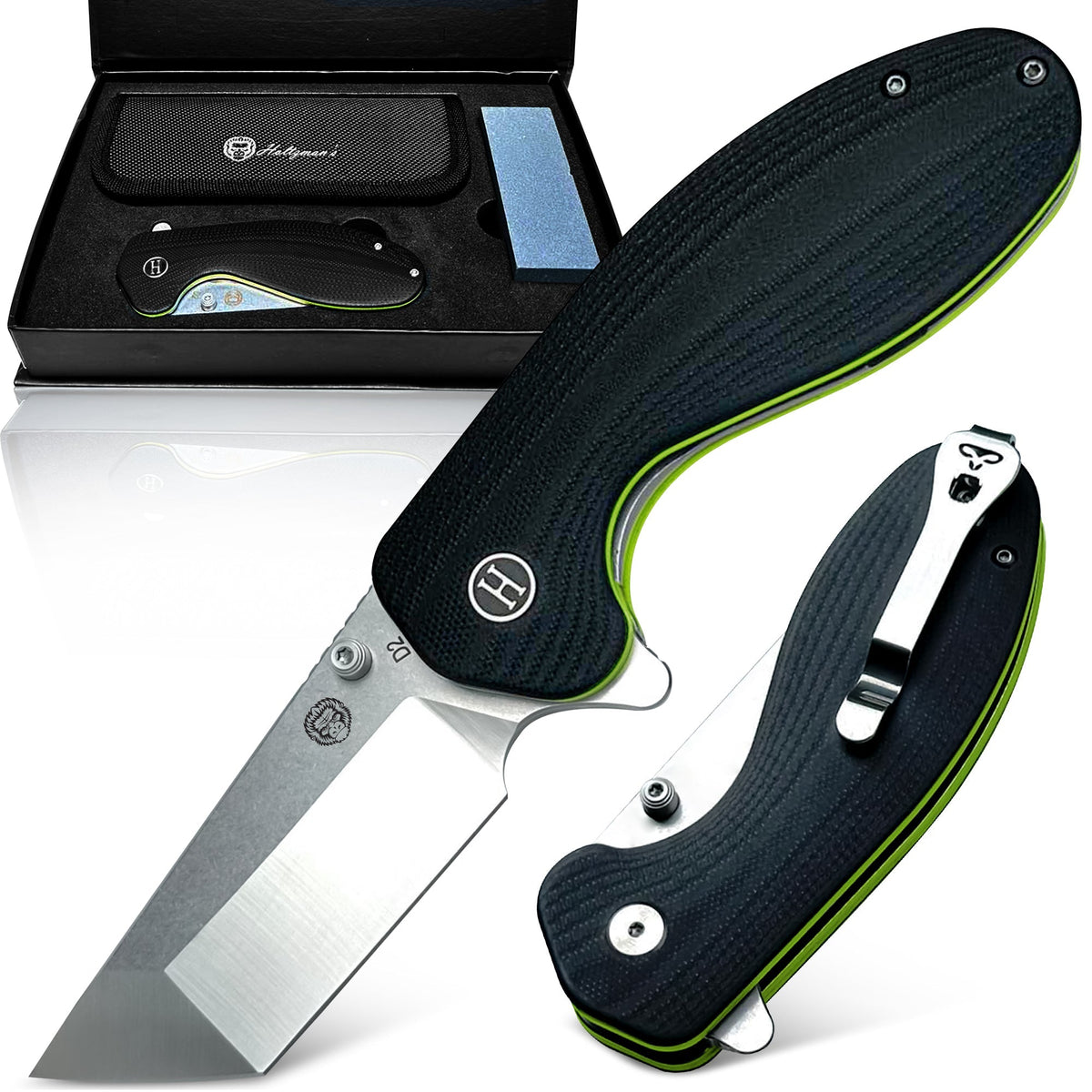 The Pioneer Folding Pocket Knife Giftset for Men and Women (Silver and Green) - Get Tight Gear