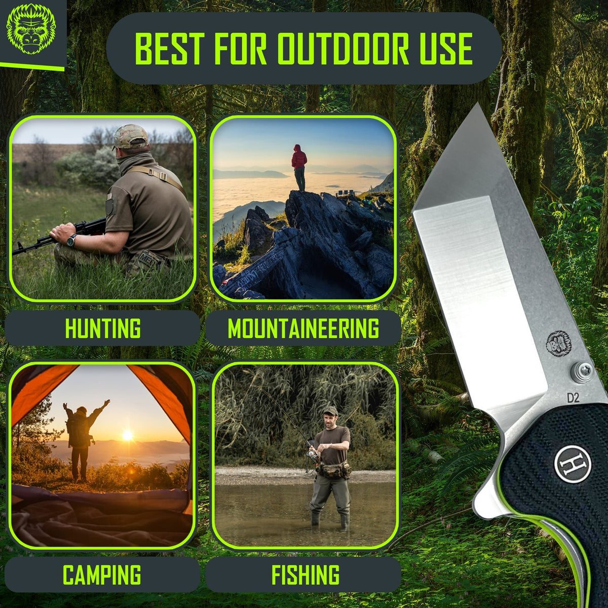 The Pioneer Folding Pocket Knife Giftset for Men and Women (Silver and Green) - Get Tight Gear