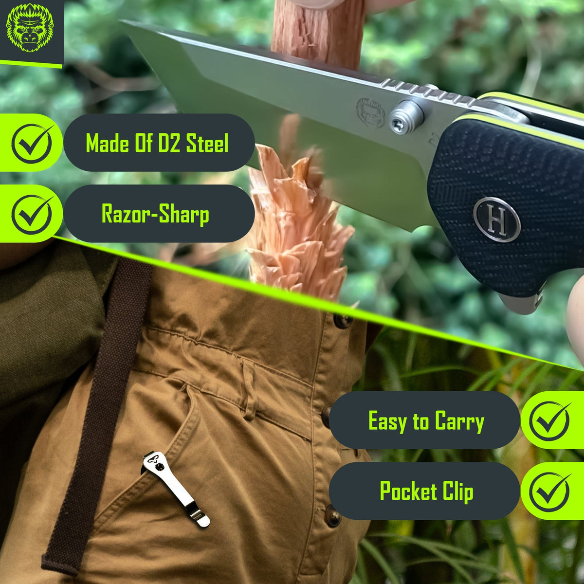 The Pioneer Folding Pocket Knife Giftset for Men and Women (Silver and Green) - Get Tight Gear