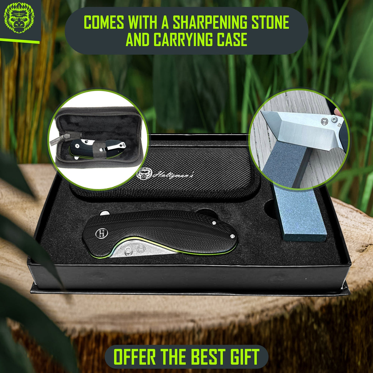 The Pioneer Folding Pocket Knife Giftset for Men and Women (Silver and Green) - Get Tight Gear