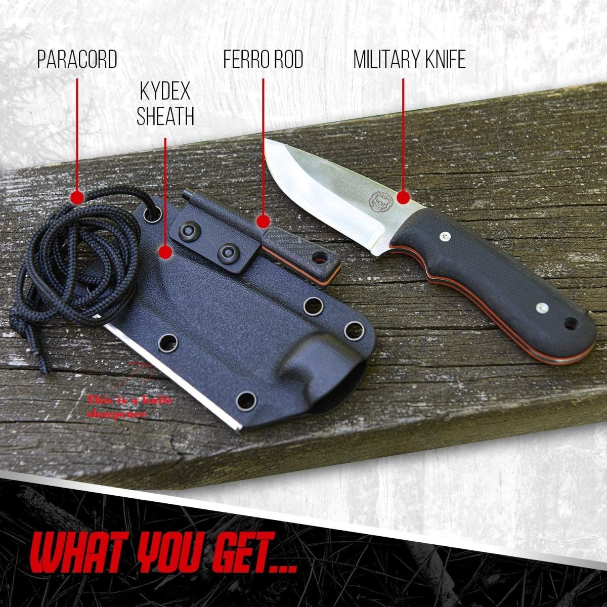 "THE REDLINE" FULL TANG SURVIVAL NECK KNIFE WITH G10 HANDLE - Get Tight Gear