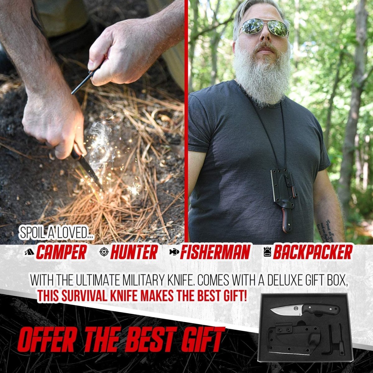 "THE REDLINE" FULL TANG SURVIVAL NECK KNIFE WITH G10 HANDLE - Get Tight Gear