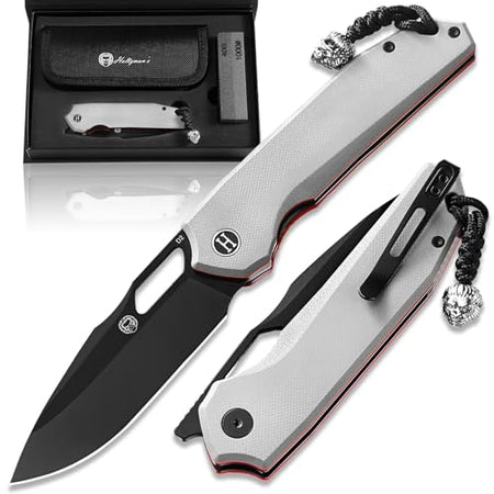 The Sentinel Folding Knife Giftset (black blade+dark grey/red liner G10 handle) - Get Tight Gear