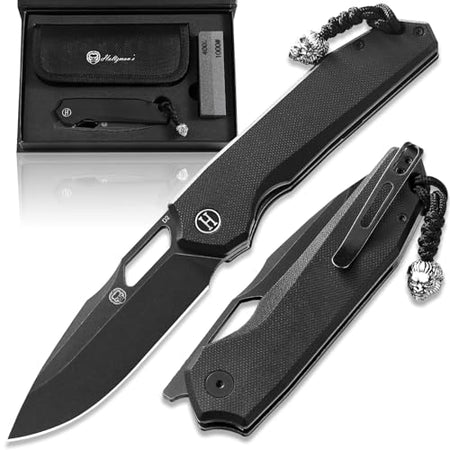 The Sentinel Folding Knife Giftset (black stonewashed blade+black G10 handle) - Get Tight Gear