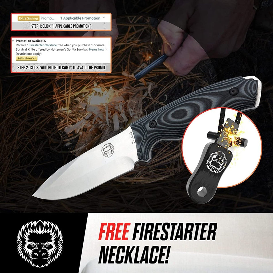 "The Silverback" Full Tang D2 Survival Camping Knife Gift Set - Get Tight Gear