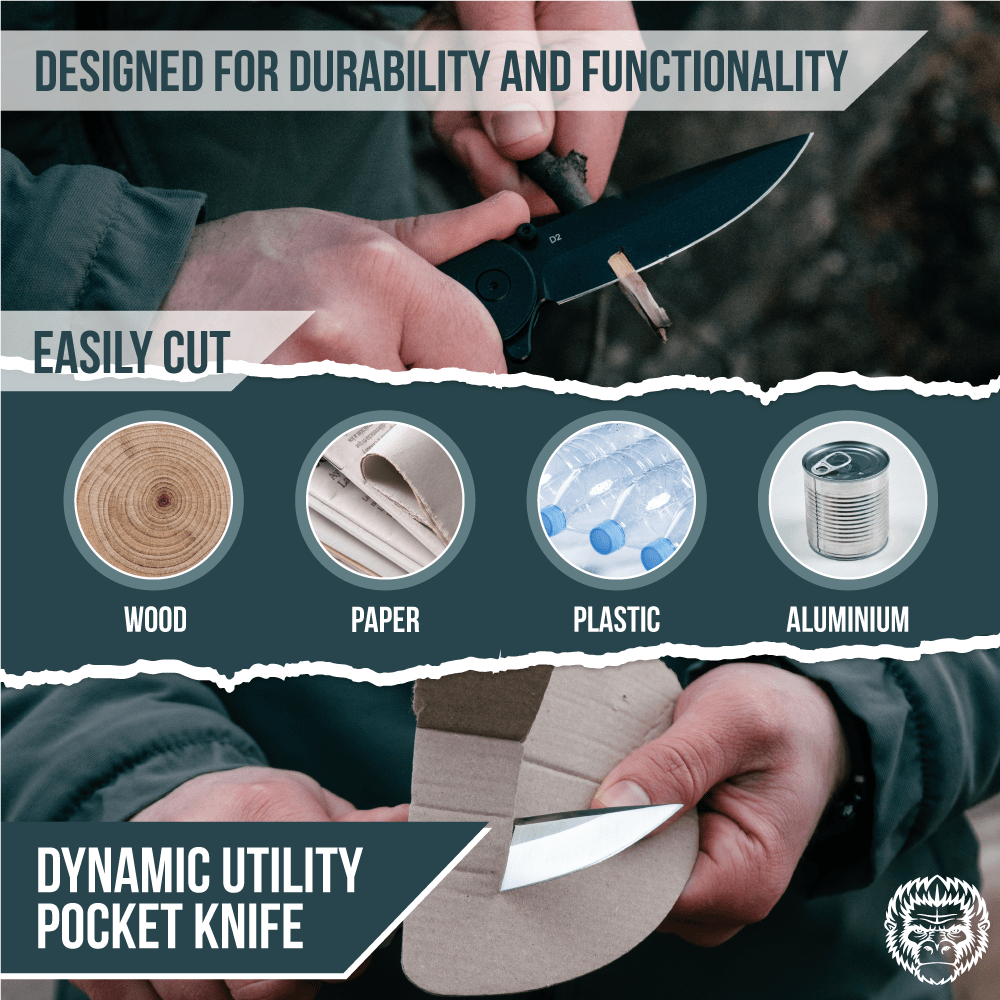 The Straight Back Folding Pocket Knife Giftset for Men and Women (Black and Blue) - Get Tight Gear