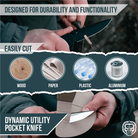 The Straight Back Folding Pocket Knife Giftset for Men and Women (Black and Blue) - Get Tight Gear