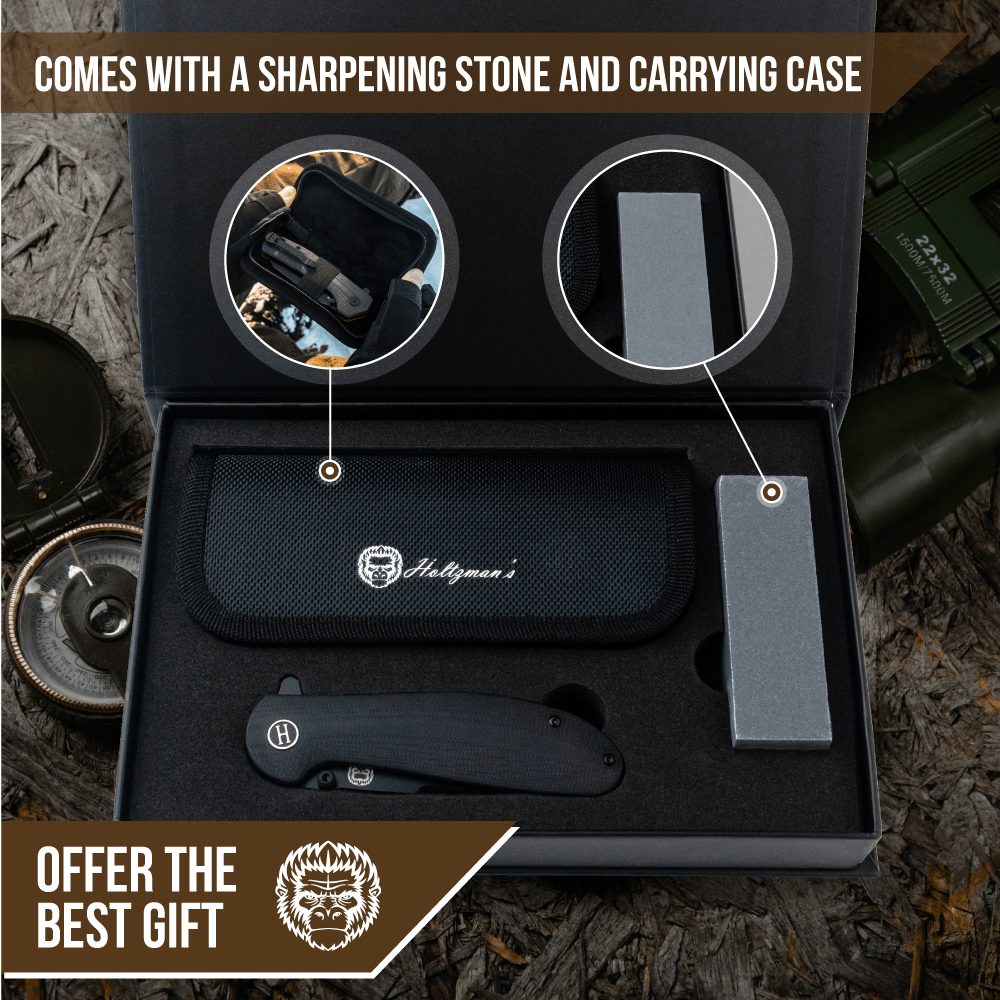 The Straight Back Folding Pocket Knife Giftset for Men and Women (Black and Blue) - Get Tight Gear