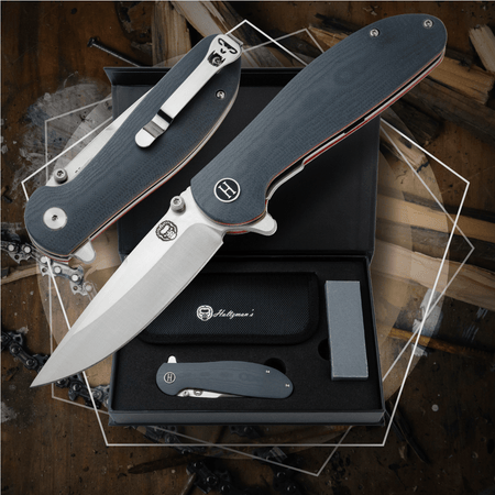 The Straight Back Folding Pocket Knife Giftset for Men and Women (Grey and Red) - Get Tight Gear