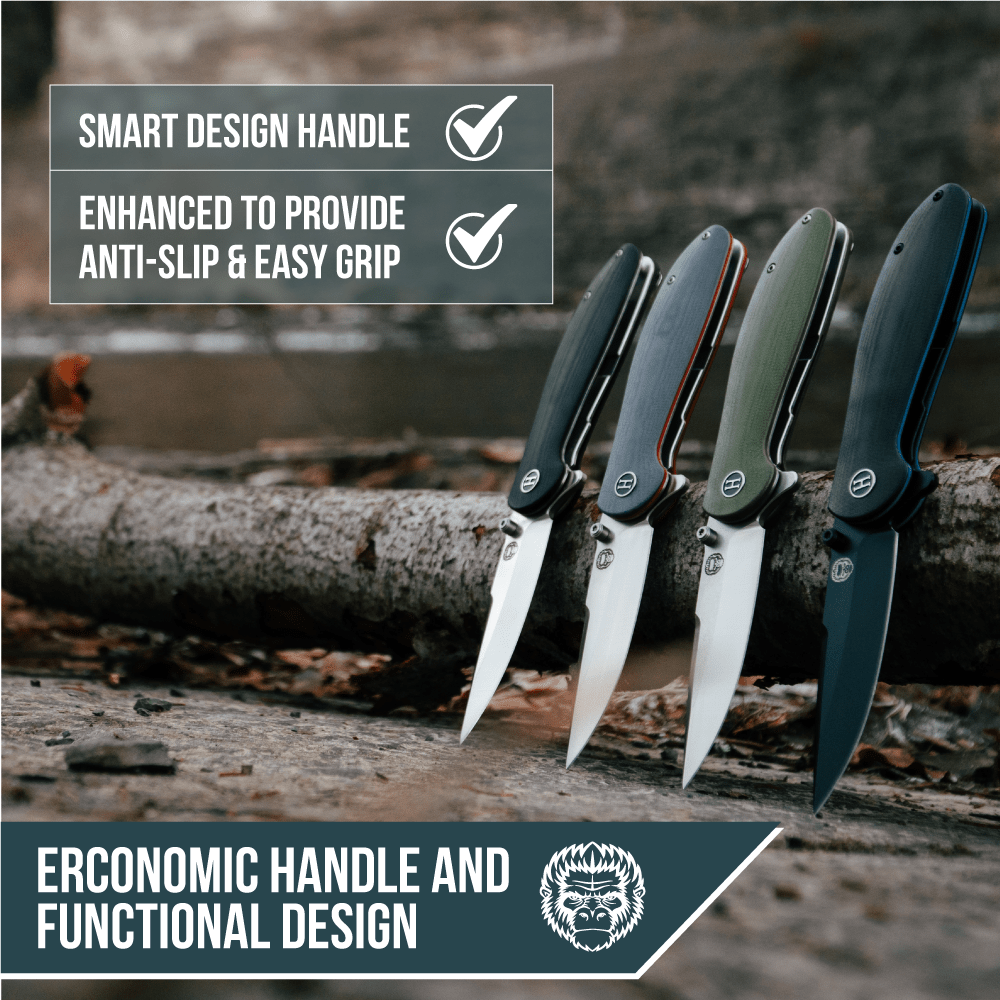 The Straight Back Folding Pocket Knife Giftset for Men and Women (Grey and Red) - Get Tight Gear