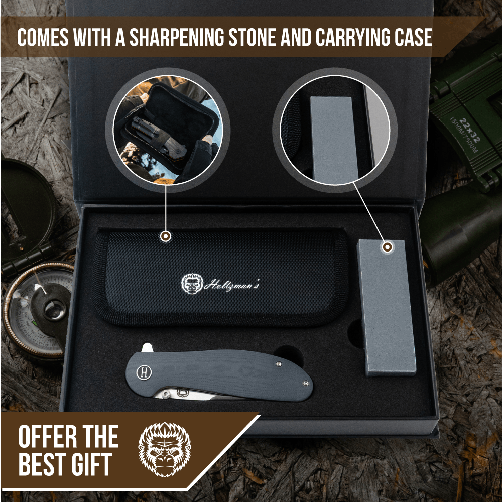 The Straight Back Folding Pocket Knife Giftset for Men and Women (Grey and Red) - Get Tight Gear