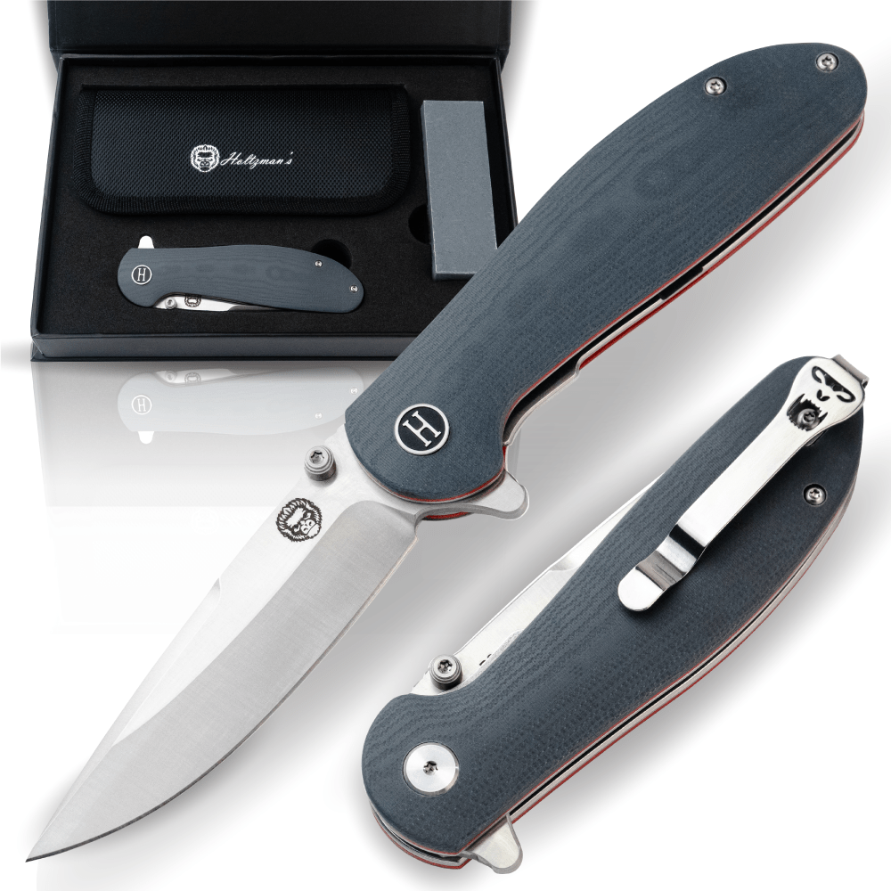The Straight Back Folding Pocket Knife Giftset for Men and Women (Grey and Red) - Get Tight Gear