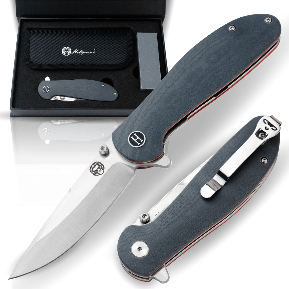 The Straight Back Folding Pocket Knife Giftset for Men and Women (Grey and Red) - Get Tight Gear