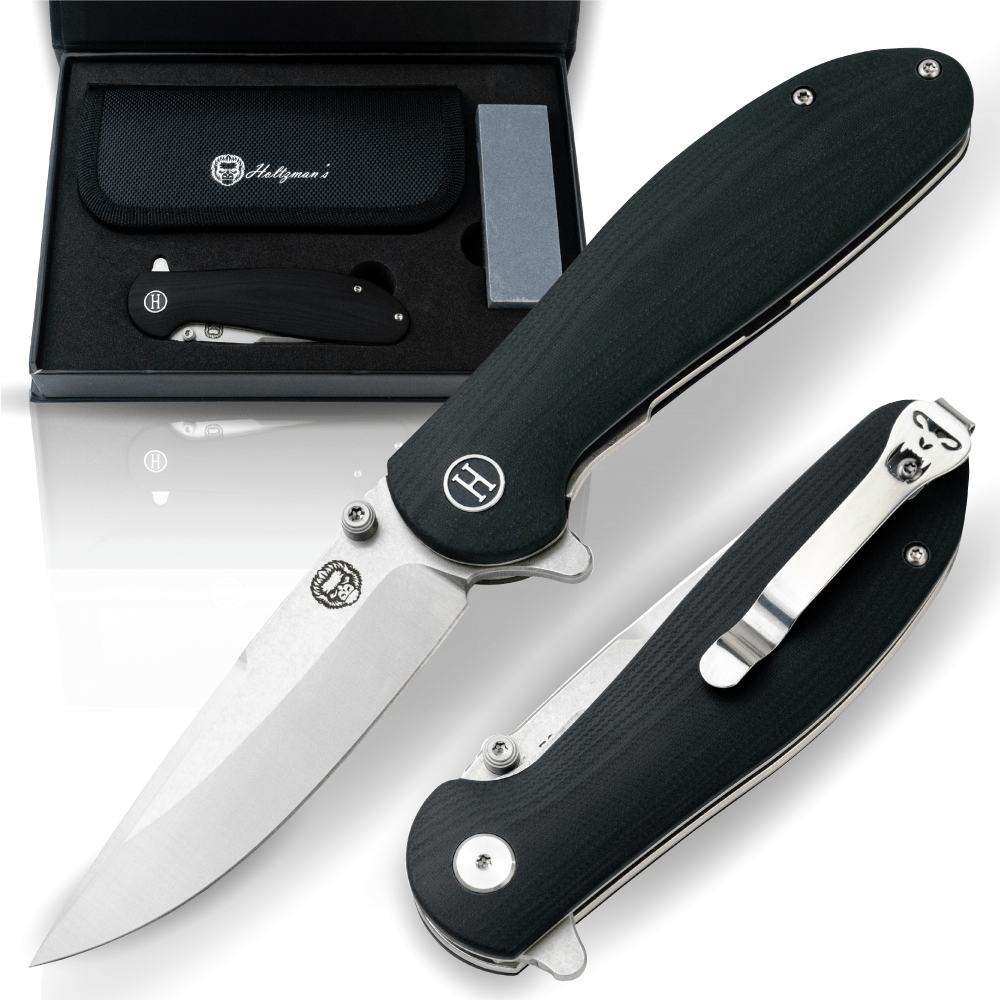 The Straight Back Folding Pocket Knife Giftset for Men and Women (Silver and Black) - Get Tight Gear