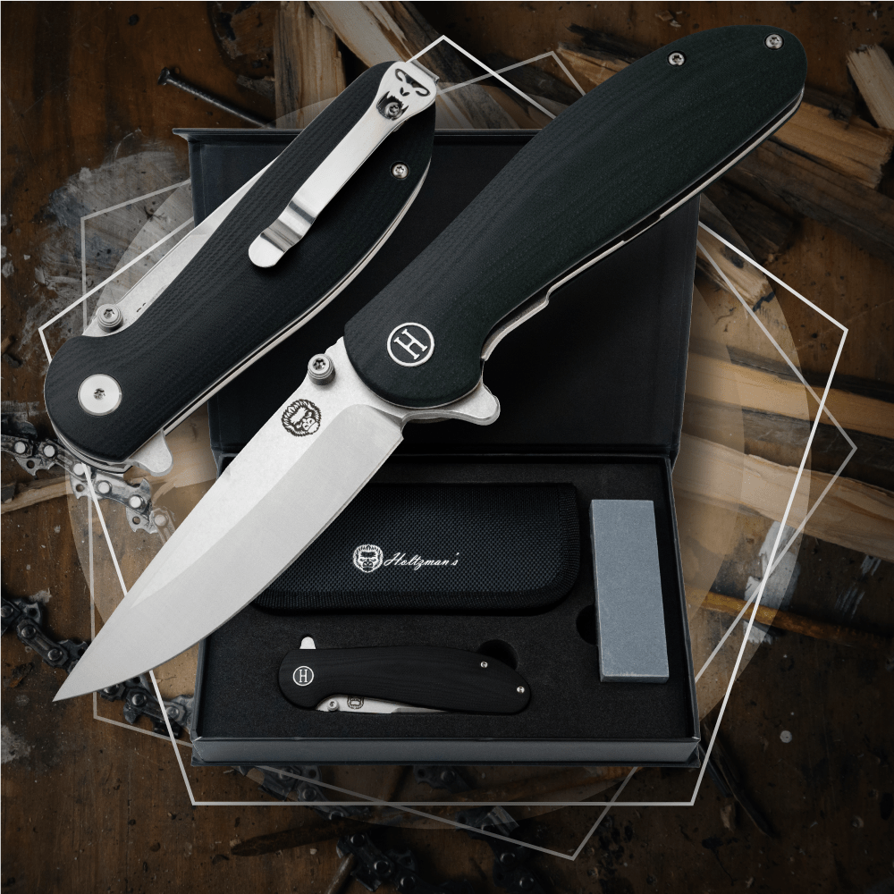 The Straight Back Folding Pocket Knife Giftset for Men and Women (Silver and Black) - Get Tight Gear