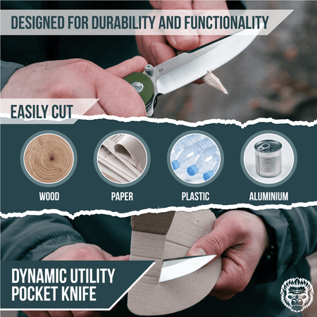 The Straight Back Folding Pocket Knife Giftset for Men and Women (Silver and Green) - Get Tight Gear