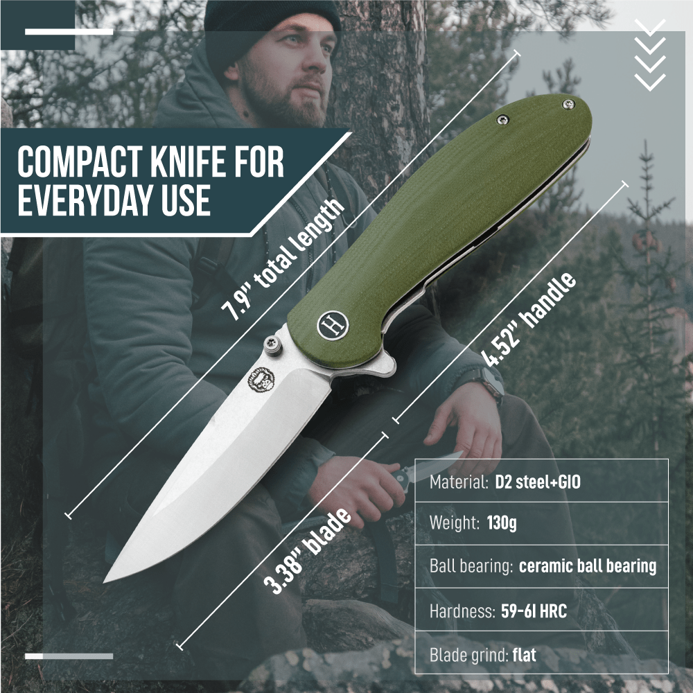 The Straight Back Folding Pocket Knife Giftset for Men and Women (Silver and Green) - Get Tight Gear