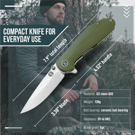 The Straight Back Folding Pocket Knife Giftset for Men and Women (Silver and Green) - Get Tight Gear