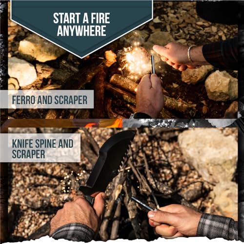 The Tracker D2 Steel Bushcraft Survival Knife Gift Set (Black and Gray) - Get Tight Gear