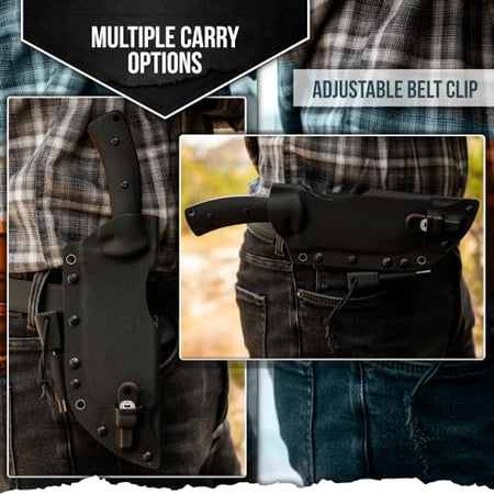 The Tracker D2 Steel Bushcraft Survival Knife Gift Set (Black and Orange) - Get Tight Gear