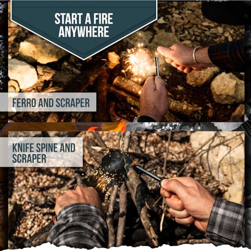 The Tracker D2 Steel Bushcraft Survival Knife Gift Set (Black and Orange) - Get Tight Gear