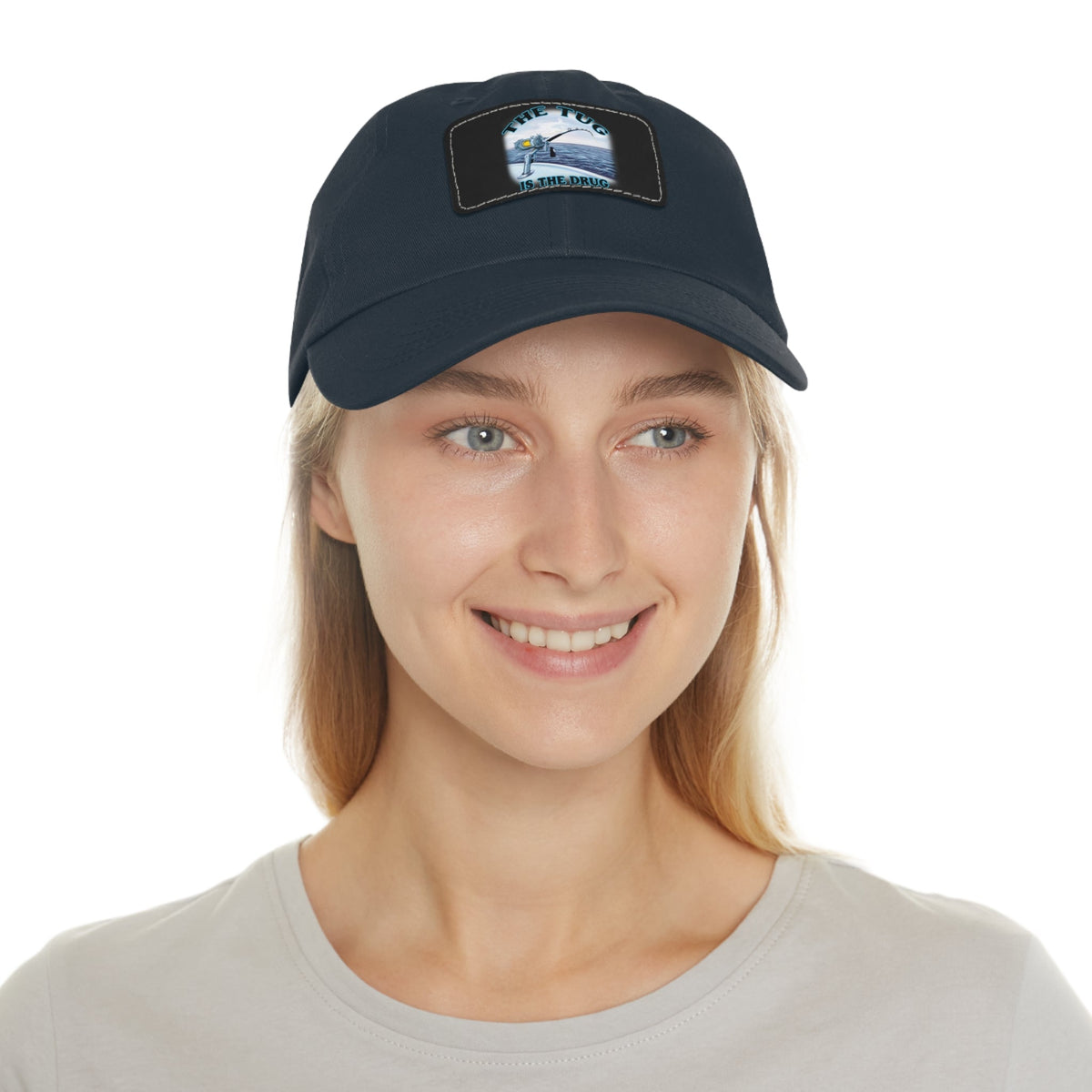 The Tug Is The Drug Dad Hat with Leather Patch, Casual Cap for Fishermen, Perfect Gift for Dad, Outdoor Adventures, Father's Day Gift, Unisex Cap - Get Tight Gear