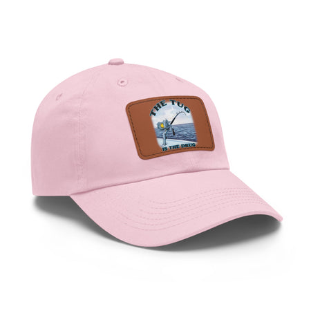 The Tug Is The Drug Dad Hat with Leather Patch, Casual Cap for Fishermen, Perfect Gift for Dad, Outdoor Adventures, Father's Day Gift, Unisex Cap - Get Tight Gear