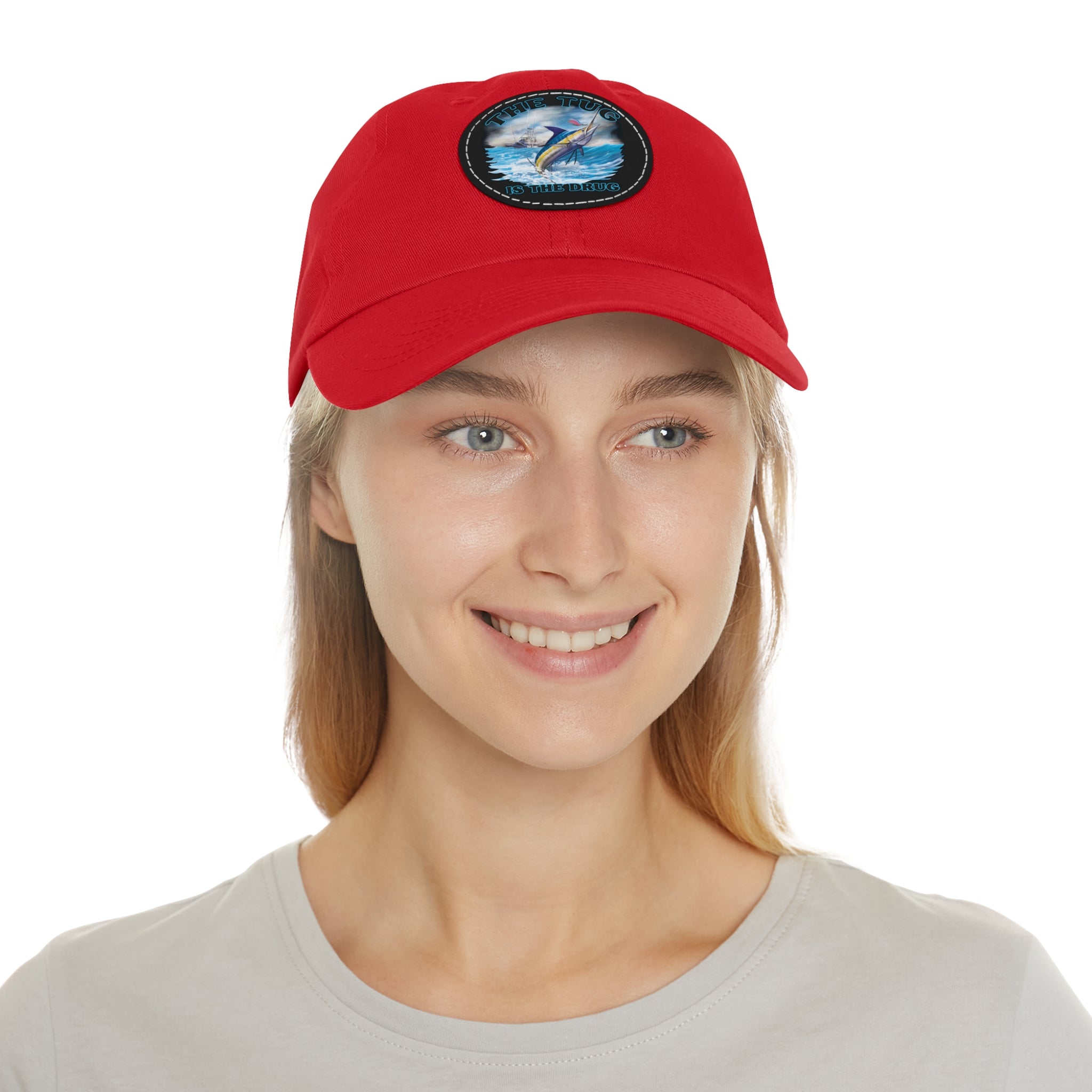 The Tug Is The Drug Dad Hat with Leather Patch, Casual Dad Cap, Summer Hat, Beachwear Accessory, Gift for Dad, Fishing Cap, Everyday Wear - Get Tight Gear