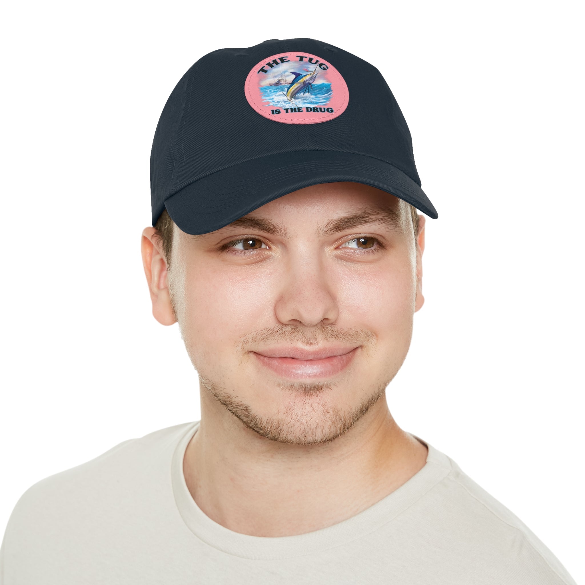 The Tug Is The Drug Dad Hat with Leather Patch, Casual Dad Cap, Summer Hat, Beachwear Accessory, Gift for Dad, Fishing Cap, Everyday Wear - Get Tight Gear