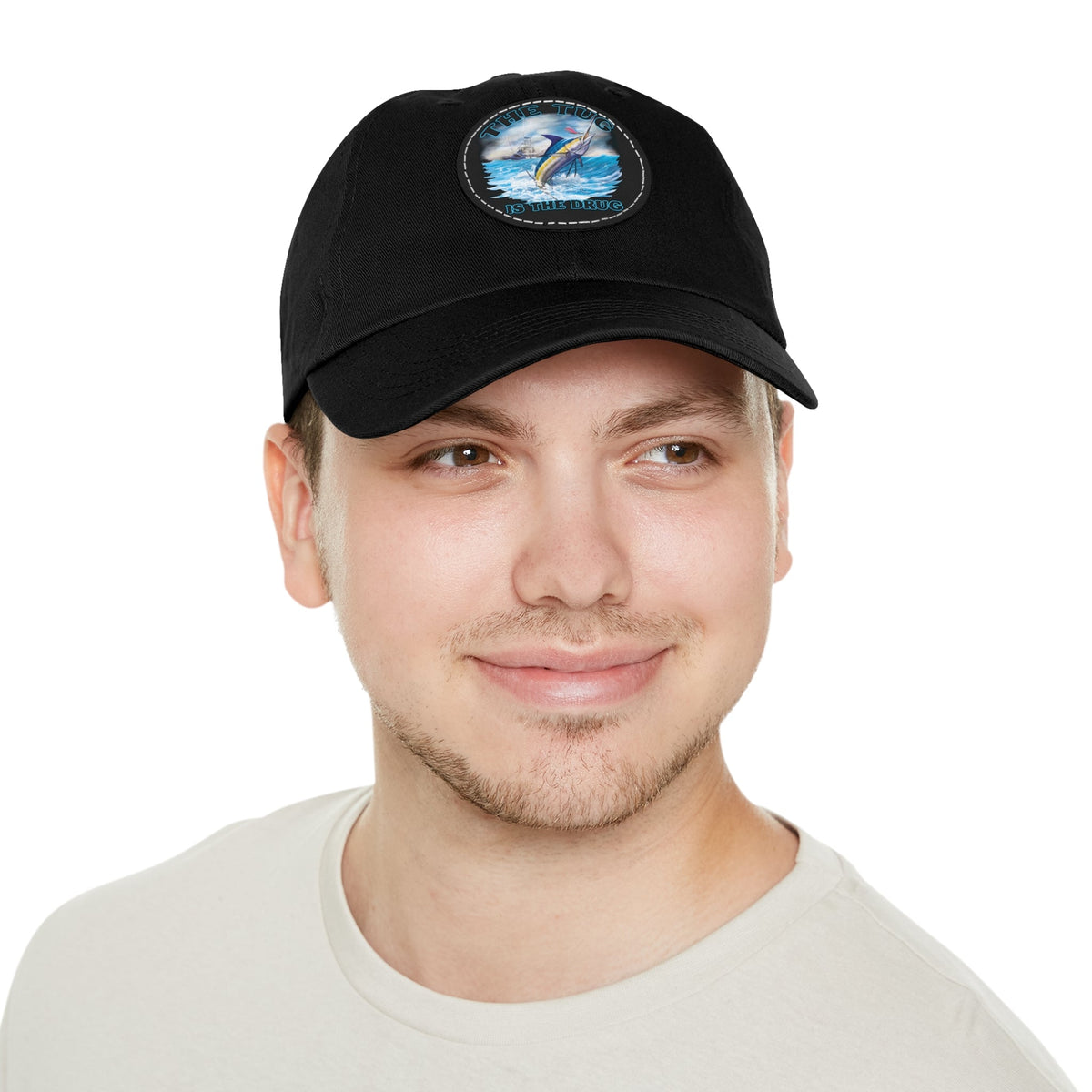 The Tug Is The Drug Dad Hat with Leather Patch, Casual Dad Cap, Summer Hat, Beachwear Accessory, Gift for Dad, Fishing Cap, Everyday Wear - Get Tight Gear
