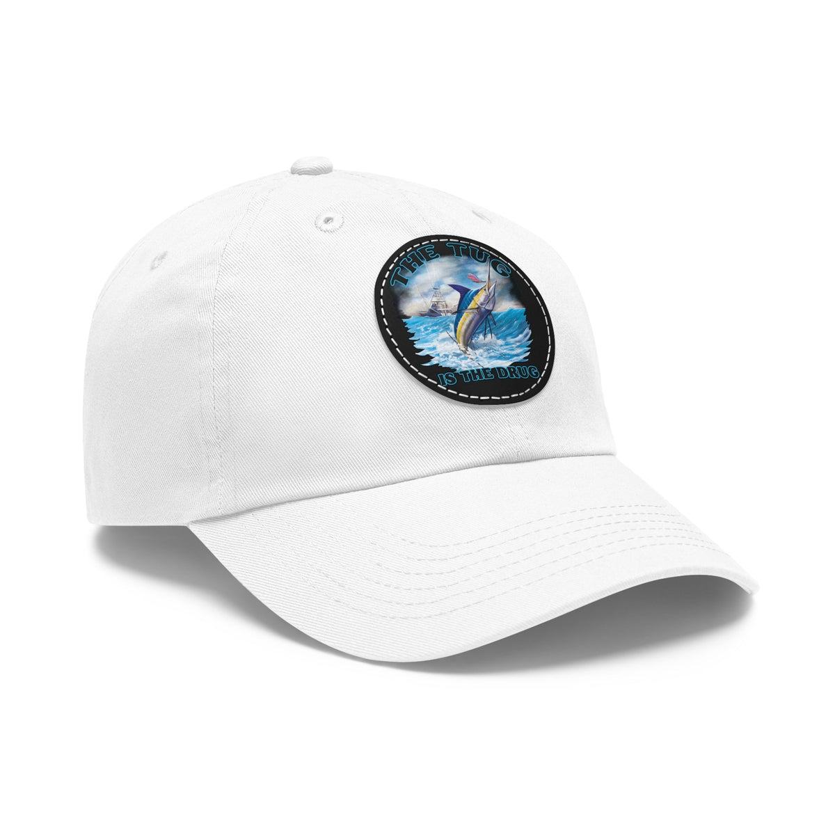 The Tug Is The Drug Dad Hat with Leather Patch, Casual Dad Cap, Summer Hat, Beachwear Accessory, Gift for Dad, Fishing Cap, Everyday Wear - Get Tight Gear