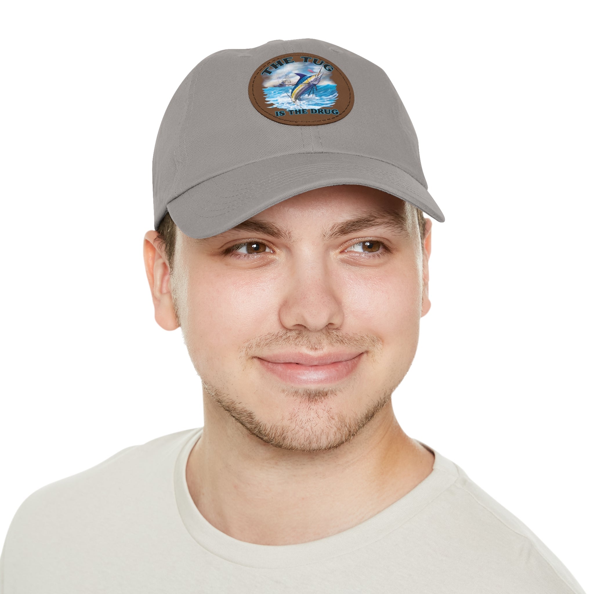 The Tug Is The Drug Dad Hat with Leather Patch, Casual Dad Cap, Summer Hat, Beachwear Accessory, Gift for Dad, Fishing Cap, Everyday Wear - Get Tight Gear