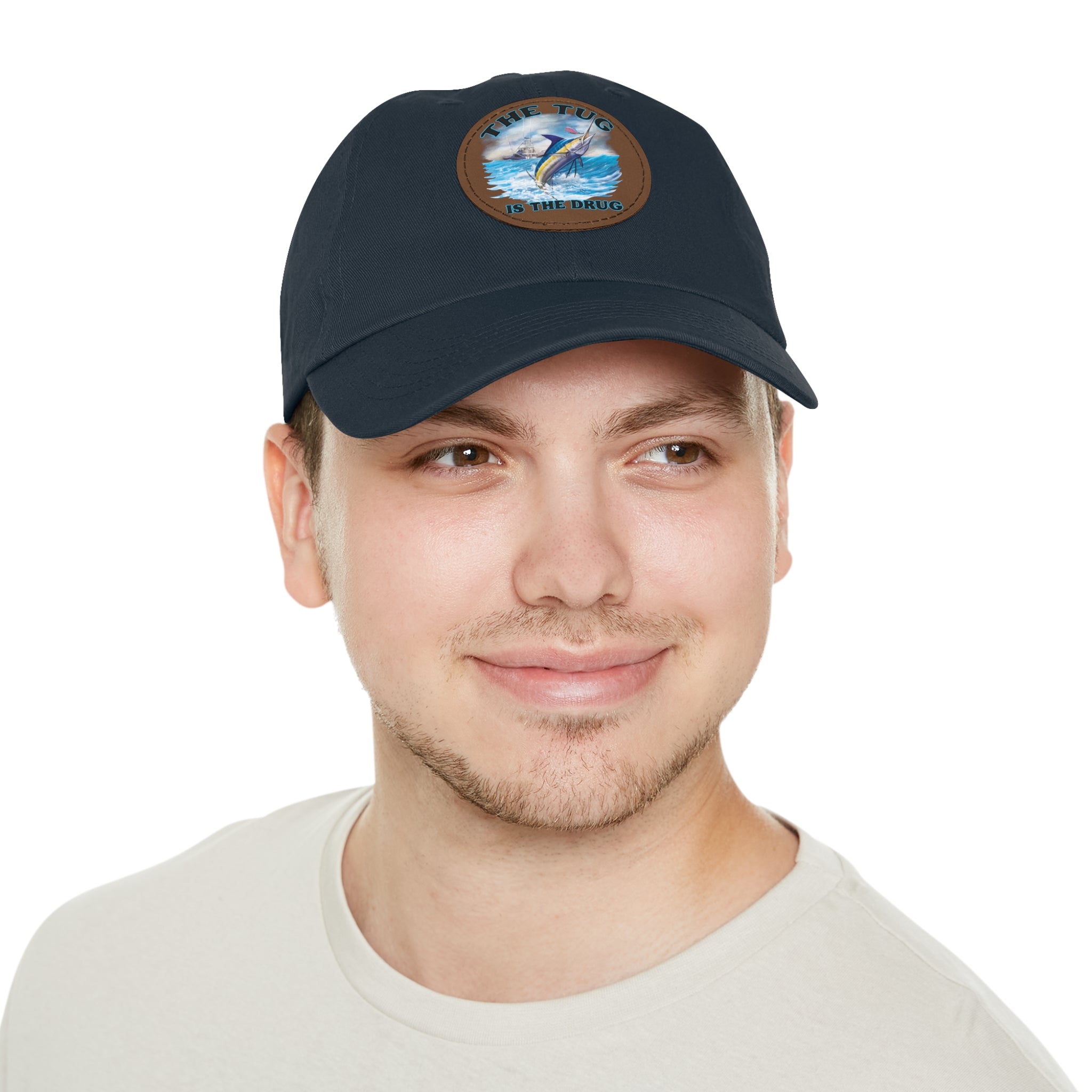 The Tug Is The Drug Dad Hat with Leather Patch, Casual Dad Cap, Summer Hat, Beachwear Accessory, Gift for Dad, Fishing Cap, Everyday Wear - Get Tight Gear