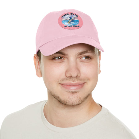 The Tug Is The Drug Dad Hat with Leather Patch, Casual Dad Cap, Summer Hat, Beachwear Accessory, Gift for Dad, Fishing Cap, Everyday Wear - Get Tight Gear