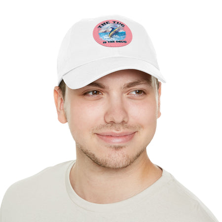 The Tug Is The Drug Dad Hat with Leather Patch, Casual Dad Cap, Summer Hat, Beachwear Accessory, Gift for Dad, Fishing Cap, Everyday Wear - Get Tight Gear