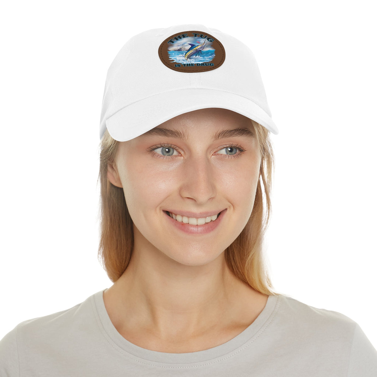 The Tug Is The Drug Dad Hat with Leather Patch, Casual Dad Cap, Summer Hat, Beachwear Accessory, Gift for Dad, Fishing Cap, Everyday Wear - Get Tight Gear