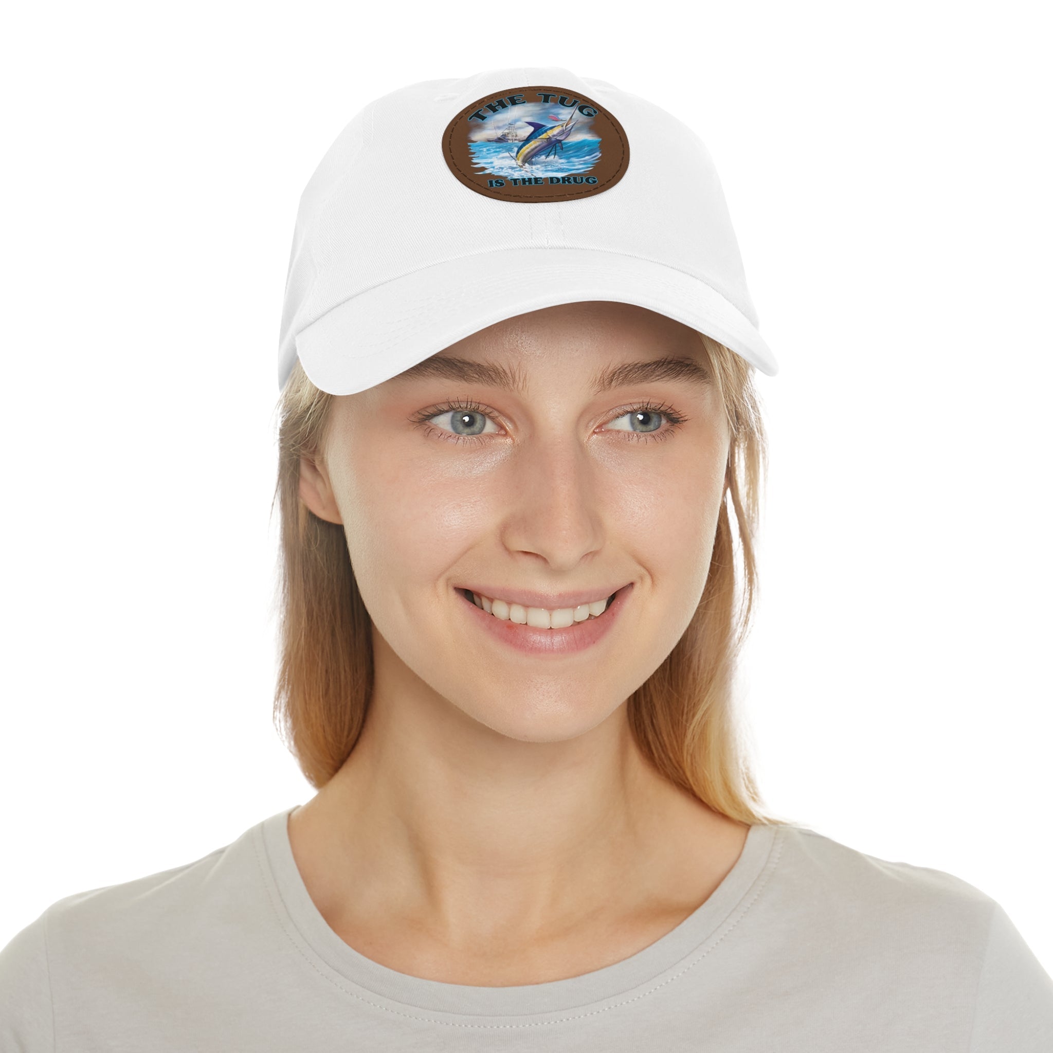 The Tug Is The Drug Dad Hat with Leather Patch, Casual Dad Cap, Summer Hat, Beachwear Accessory, Gift for Dad, Fishing Cap, Everyday Wear - Get Tight Gear