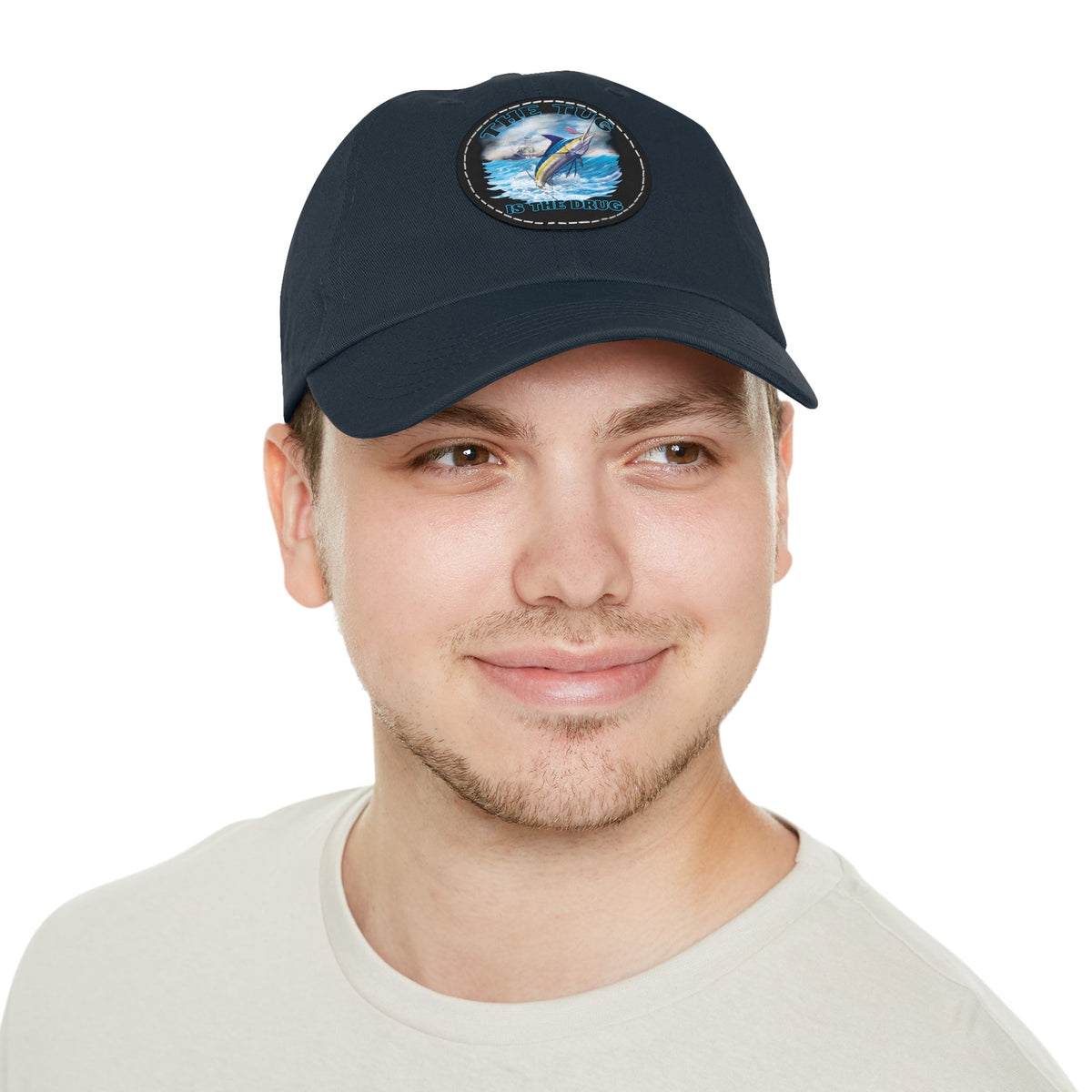 The Tug Is The Drug Dad Hat with Leather Patch, Casual Dad Cap, Summer Hat, Beachwear Accessory, Gift for Dad, Fishing Cap, Everyday Wear - Get Tight Gear