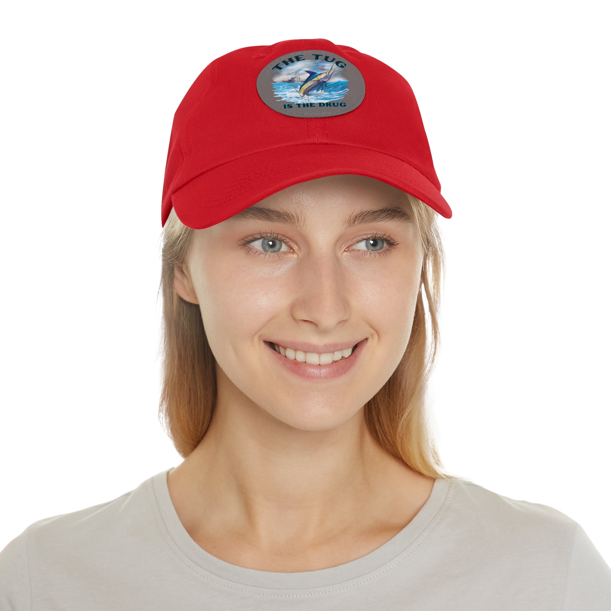 The Tug Is The Drug Dad Hat with Leather Patch, Casual Dad Cap, Summer Hat, Beachwear Accessory, Gift for Dad, Fishing Cap, Everyday Wear - Get Tight Gear