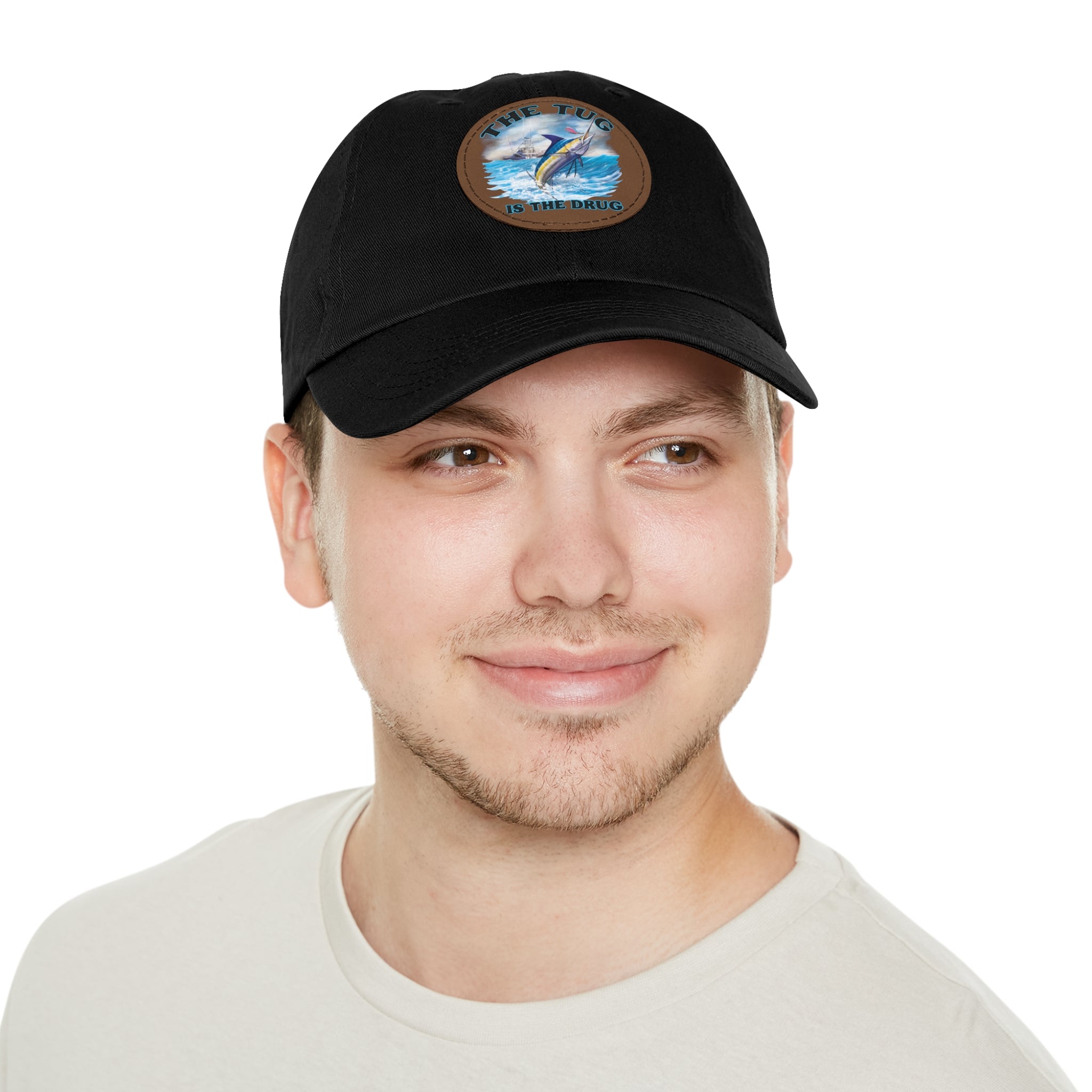 The Tug Is The Drug Dad Hat with Leather Patch, Casual Dad Cap, Summer Hat, Beachwear Accessory, Gift for Dad, Fishing Cap, Everyday Wear - Get Tight Gear