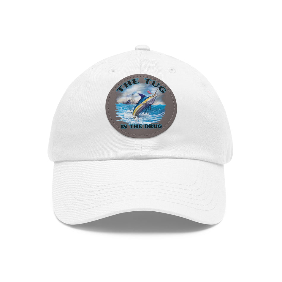 The Tug Is The Drug Dad Hat with Leather Patch, Casual Dad Cap, Summer Hat, Beachwear Accessory, Gift for Dad, Fishing Cap, Everyday Wear - Get Tight Gear