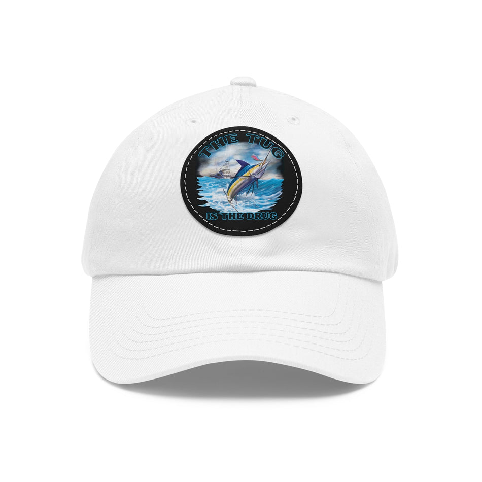 The Tug Is The Drug Dad Hat with Leather Patch, Casual Dad Cap, Summer Hat, Beachwear Accessory, Gift for Dad, Fishing Cap, Everyday Wear - Get Tight Gear