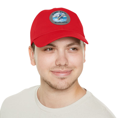 The Tug Is The Drug Dad Hat with Leather Patch, Casual Dad Cap, Summer Hat, Beachwear Accessory, Gift for Dad, Fishing Cap, Everyday Wear - Get Tight Gear