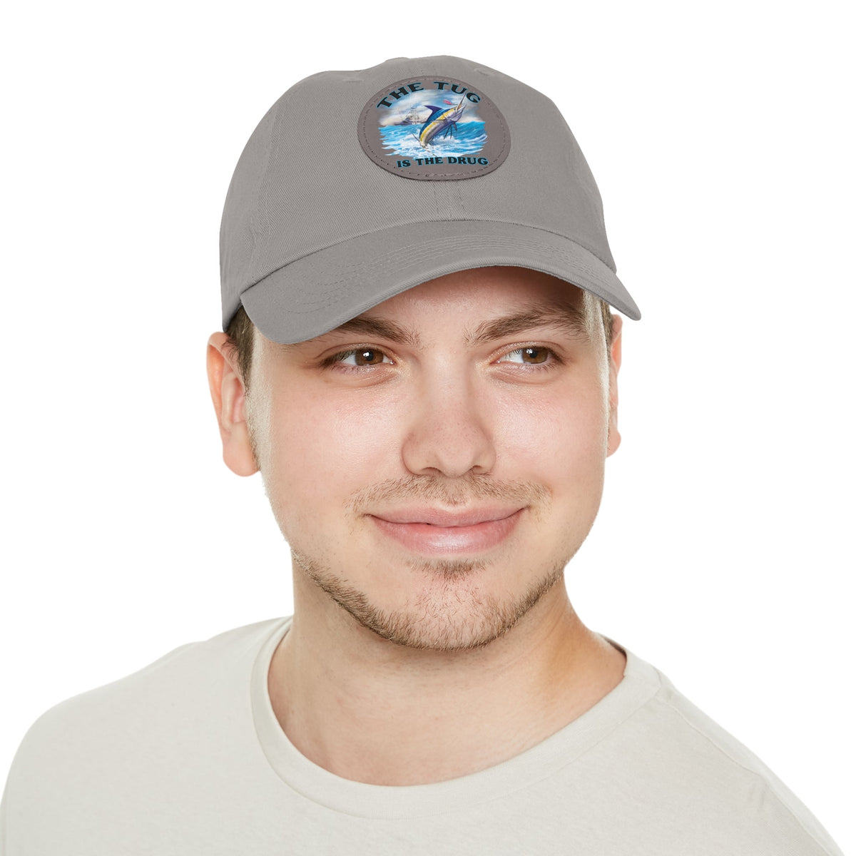 The Tug Is The Drug Dad Hat with Leather Patch, Casual Dad Cap, Summer Hat, Beachwear Accessory, Gift for Dad, Fishing Cap, Everyday Wear - Get Tight Gear