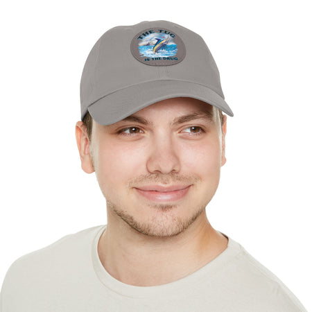 The Tug Is The Drug Dad Hat with Leather Patch, Casual Dad Cap, Summer Hat, Beachwear Accessory, Gift for Dad, Fishing Cap, Everyday Wear - Get Tight Gear
